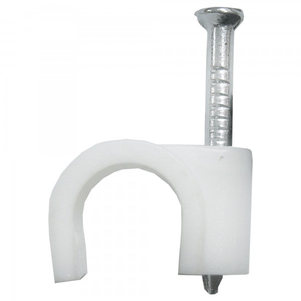 Grapa  cable manguera blanca  6mm.(100u)