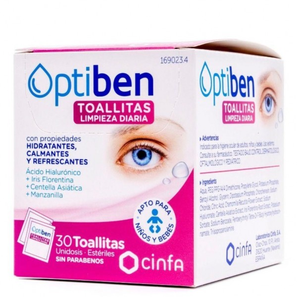 Optiben Toallitas Oculares Limpieza Diaria 30 Unidades