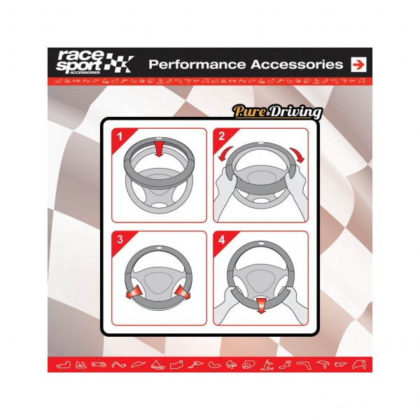 Funda de Volante Transpirable efecto Piel en Color Negro y Fibra de Carbono, Universal para Volnates 37-39cm diametro