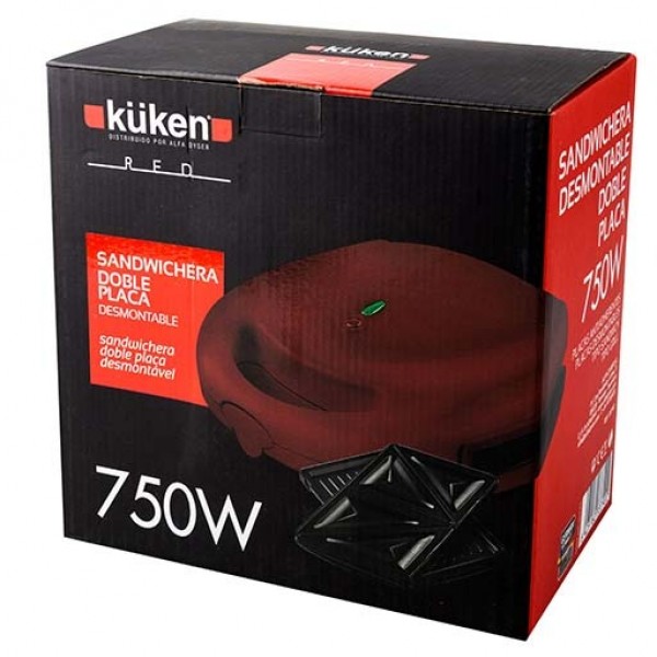 Sandwichera desm.dob.placa850w kuken red