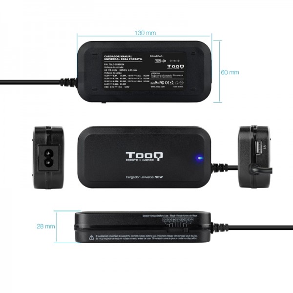 Tooq cargador portátil 90w manual 12 conectores