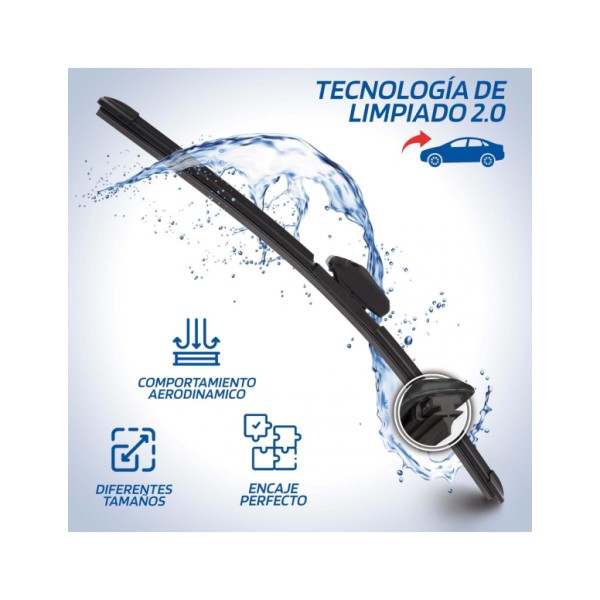 Escobilla Limpiaparabrisas Ultra Flex Series 22" 55 cm 1 Unidad con 8 Adaptadores