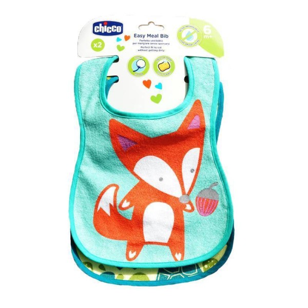 Babero Infantil Chicco Algodon 6 Meses 2 Unidade