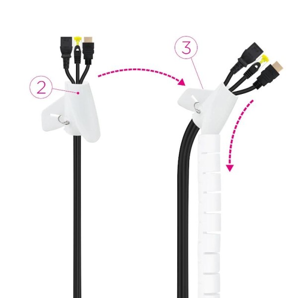 Nanocable organizador cables flex. 25mm 1 m blanco