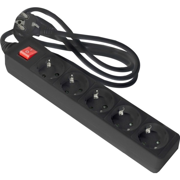 Base onlex negra 5tomas cable/int.5mt