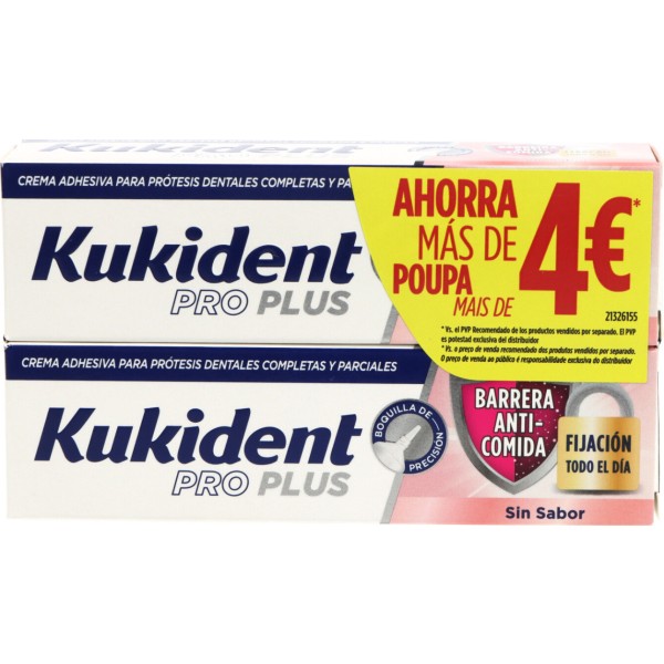 Kukident Pro Plus Barrera Anticomida Sin Sabor 2x40g Promo
