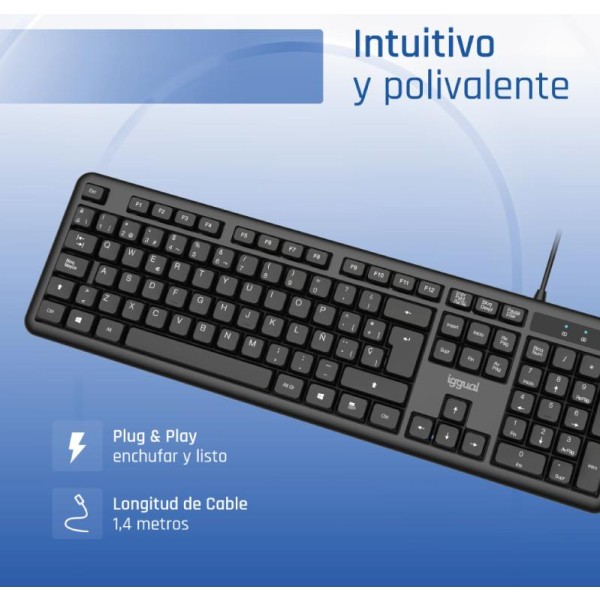 Iggual teclado usb estándar ck-office-105t negro