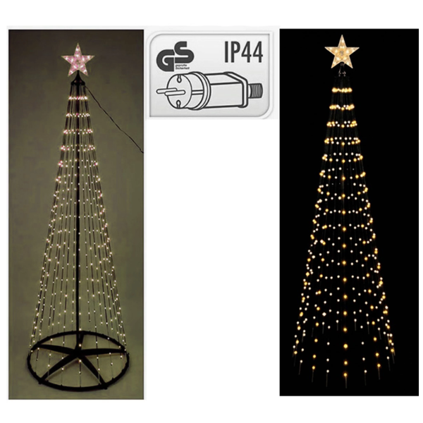 árbol de navidad con estrella, 370 led luz cálida, uso exterior, ø70 x 210 cm